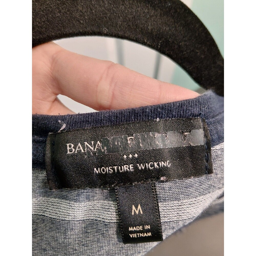 Banana Republic women Navy Stripe Ruffle Top Size Medium Moisture Wicking Cotton - Picture 6 of 15
